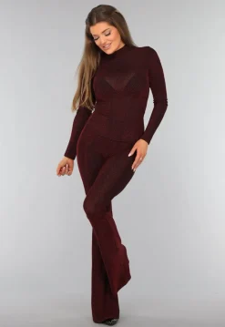 Rode Longsleeve Top met Zigzag Patroon