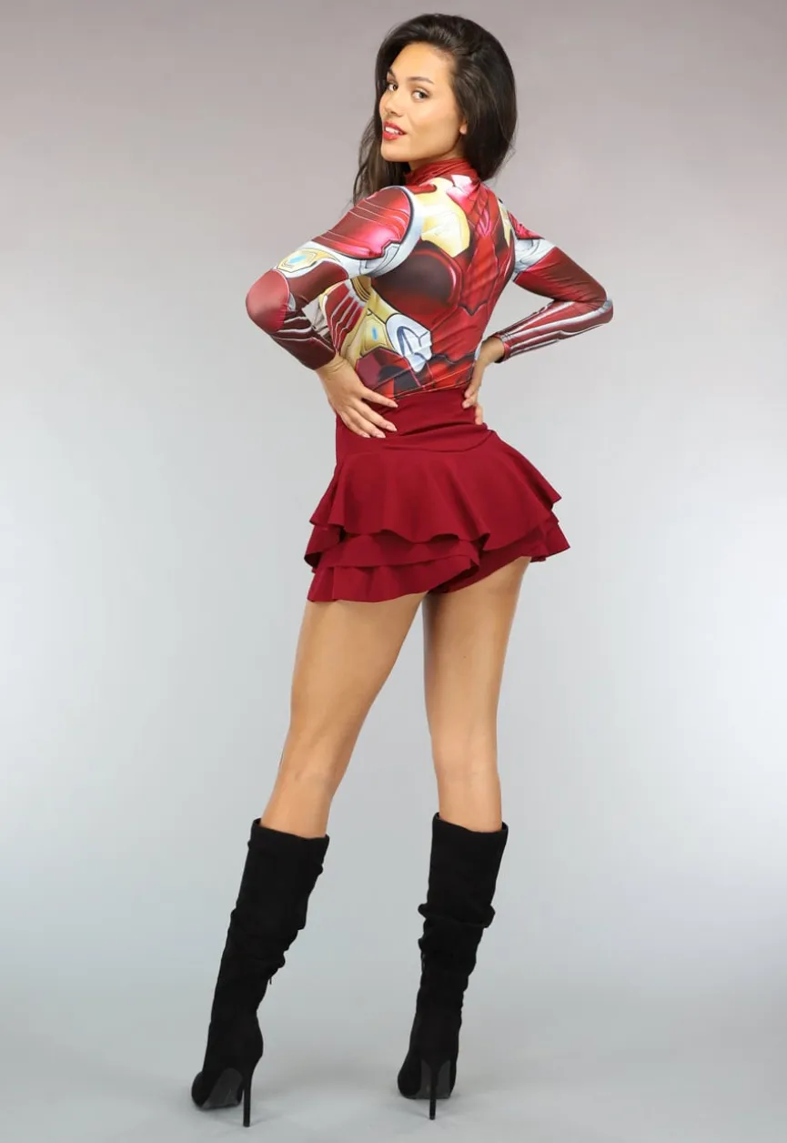 Rode Marvel Iron Man Bodysuit met Rits