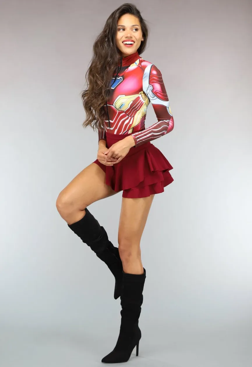 Rode Marvel Iron Man Bodysuit met Rits