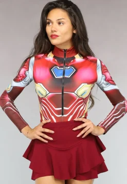 Rode Marvel Iron Man Bodysuit met Rits