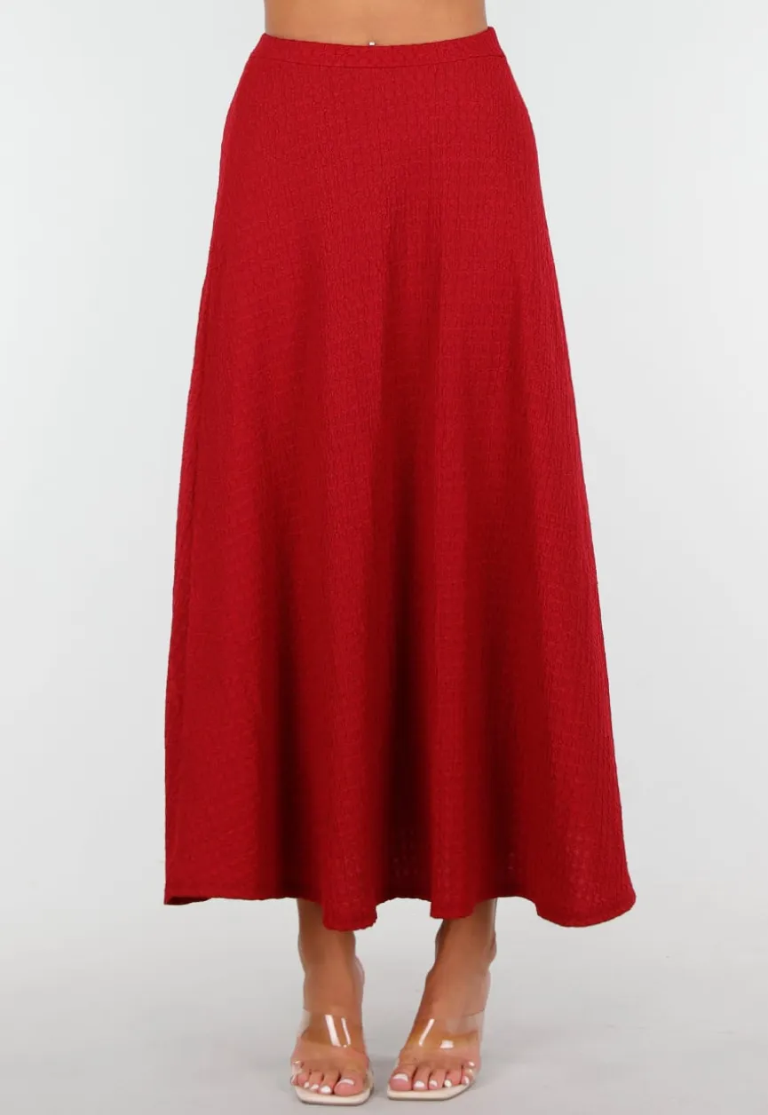 Rode Maxi Set met Hooggesloten Top en Stretch