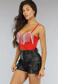 Rode Push Up Strass Bustier