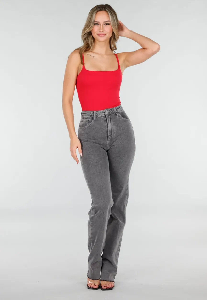 Rode Spaghetti Sporttop met Stretch