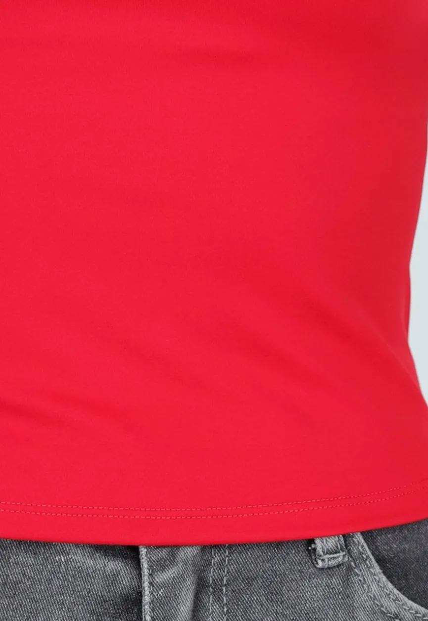 Rode Spaghetti Sporttop met Stretch