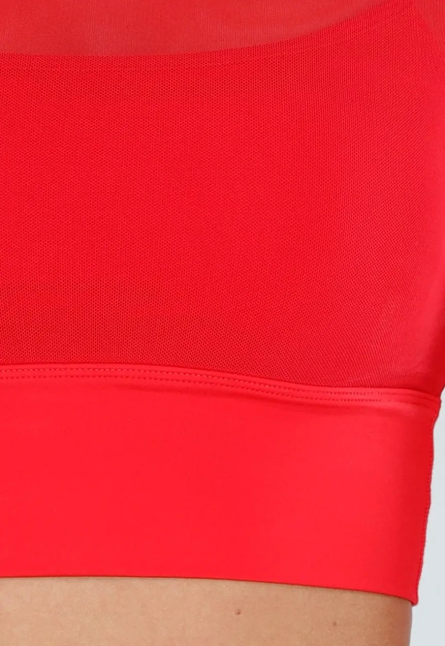 Rode Sportieve Mesh Top met Ingewerkte Pads