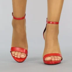 Rode Stiletto Sandaletten met Peeptoe