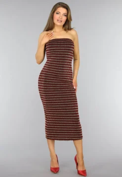 Rode Strapless Glitter Bodycon Jurk