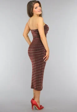 Rode Strapless Glitter Bodycon Jurk