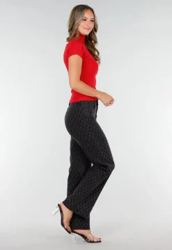 Rode Stretch Top met Col en Korte Mouwen