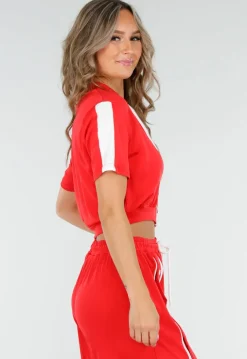 Rode Two-Piece Set met Vestje en Wijde Pijpen