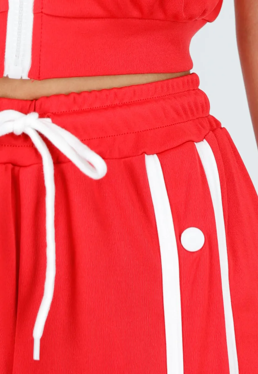 Rode Two-Piece Set met Vestje en Wijde Pijpen