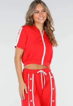 Rode Two-Piece Set met Vestje en Wijde Pijpen