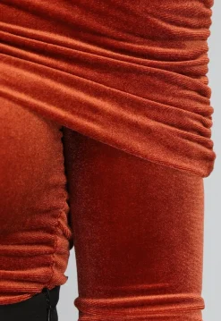 Roestbruine Fluwelen Top met Blote Schouders
