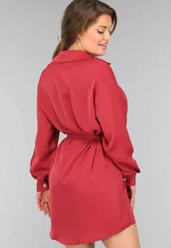 Roestbruine Lange Blouse met Broekje en Tailleband