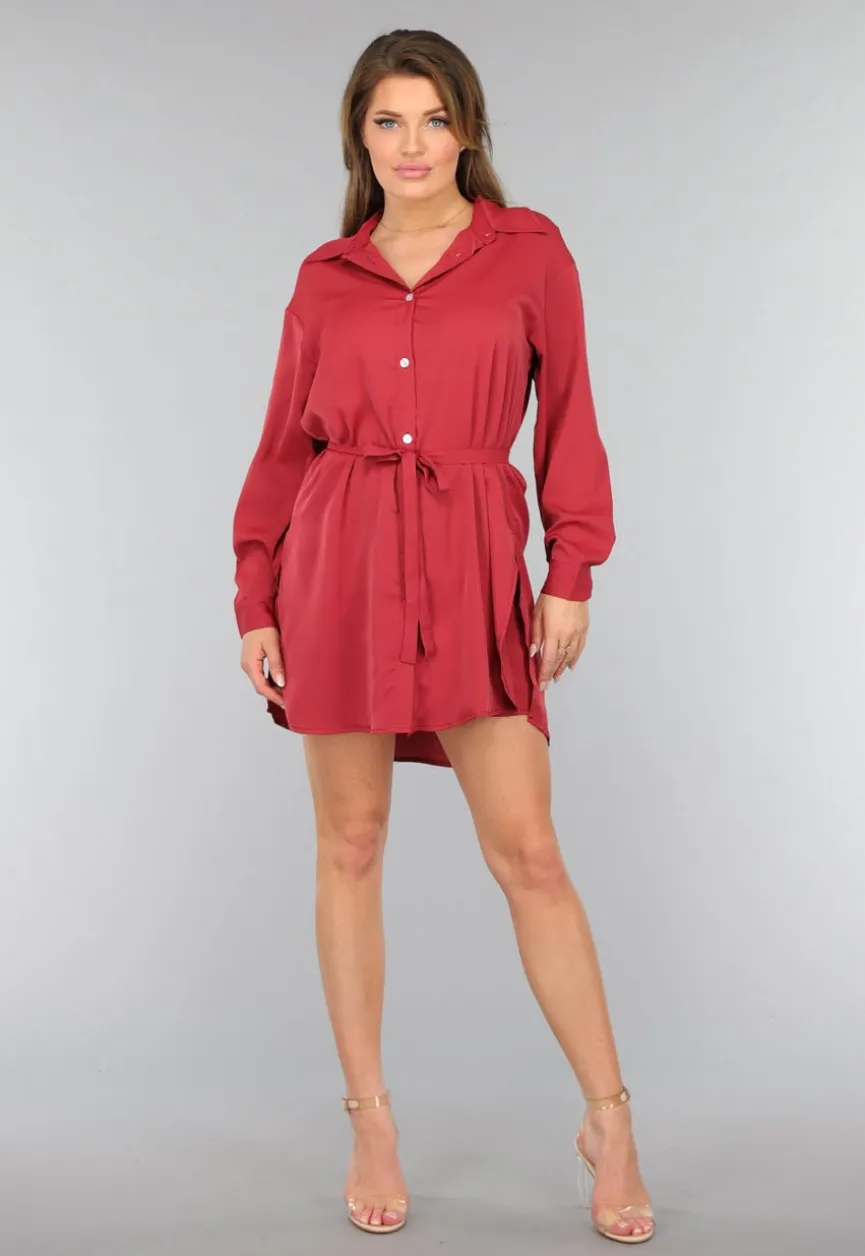Roestbruine Lange Blouse met Broekje en Tailleband