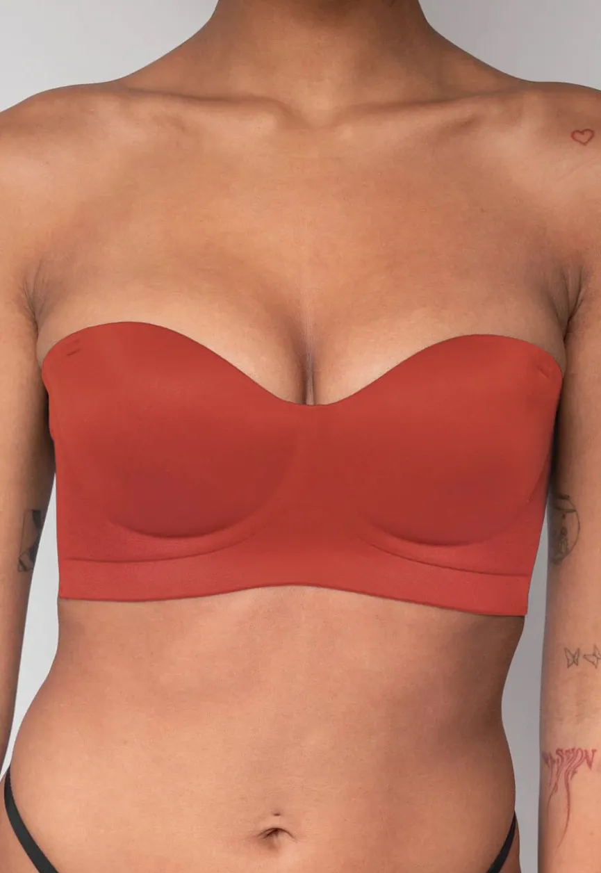 Roestbruine Naadloze Push Up Bh met Afneembare bandjes