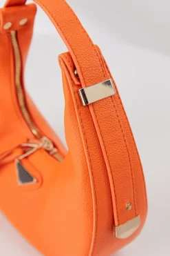 Ronde Oranje Lederlook Tas
