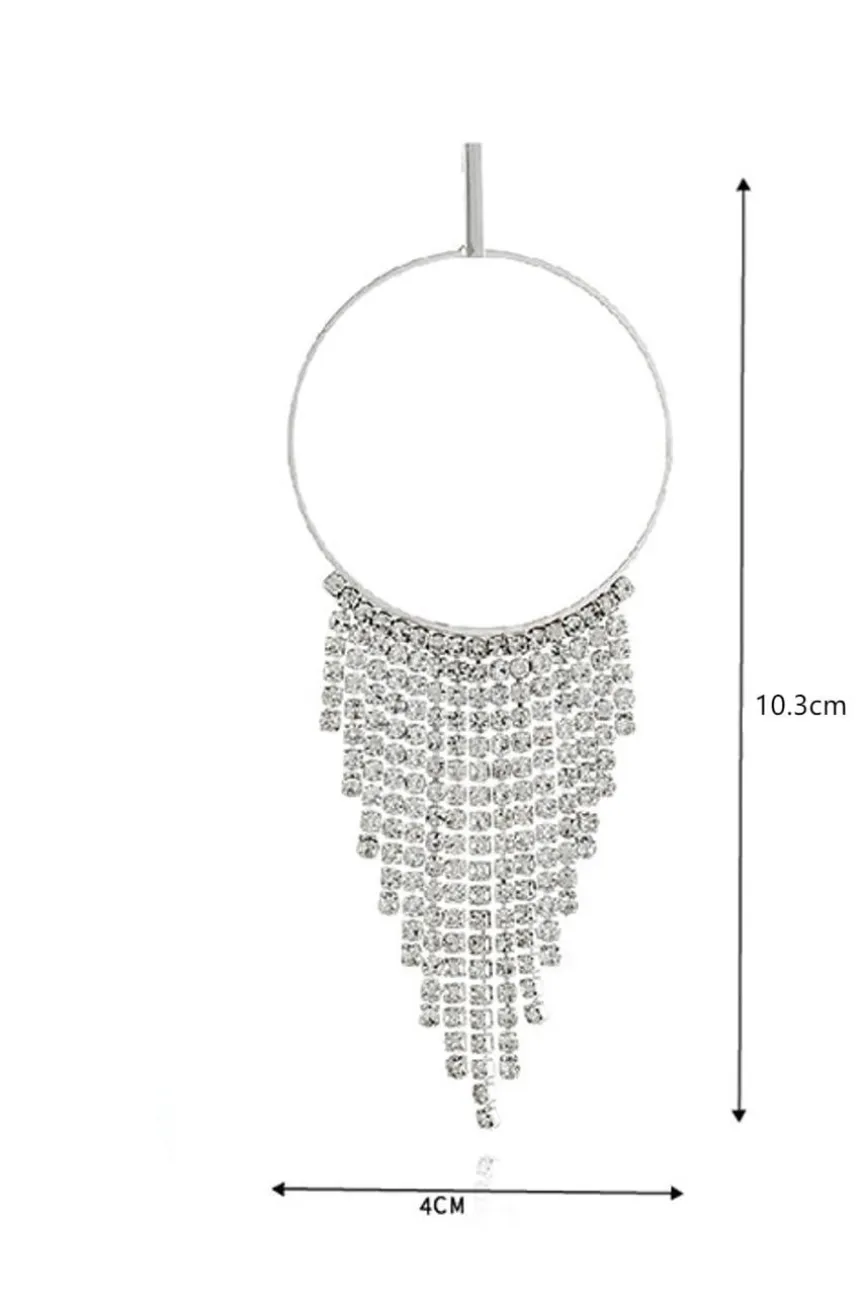 Ronde Zilveren Oorbellen met Strass Waterval