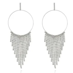 Ronde Zilveren Oorbellen met Strass Waterval