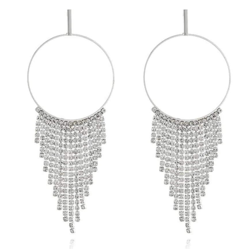 Ronde Zilveren Oorbellen met Strass Waterval