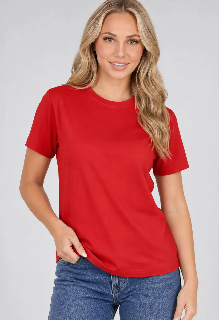 Rood Basic T-Shirt met Lichte Stretch