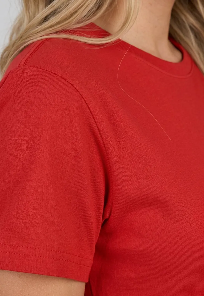 Rood Basic T-Shirt met Lichte Stretch