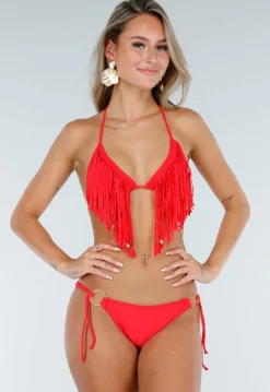 Rood Bikini Broekje met Gouden Details
