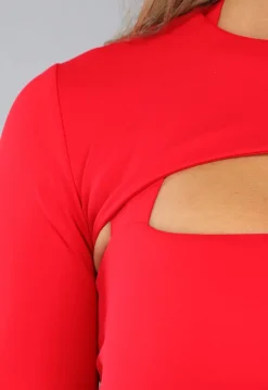 Rood Cropped Bolero met Duimgaten