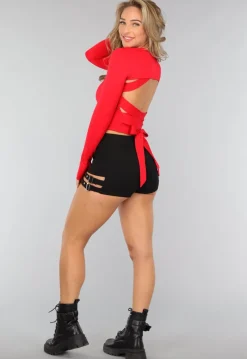 Rood Cropped Bolero met Duimgaten