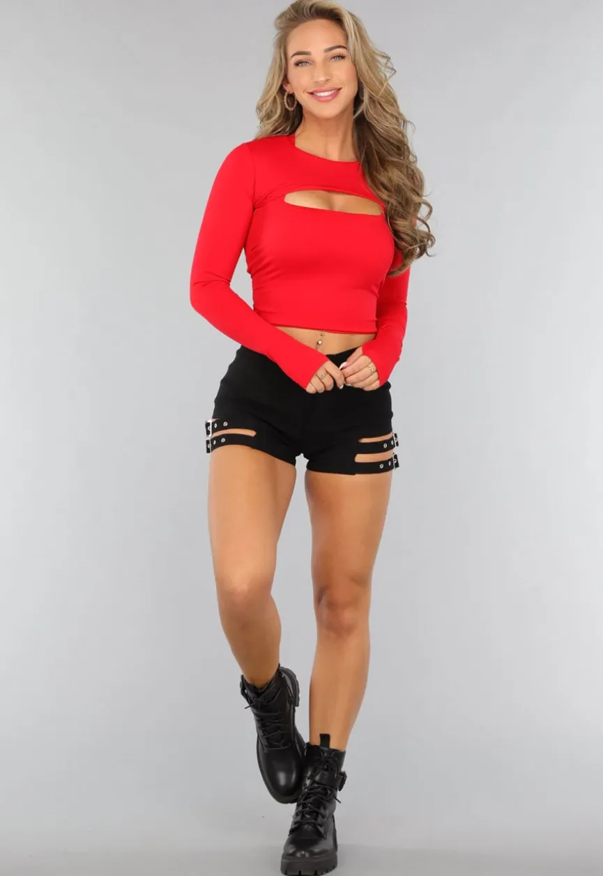 Rood Cropped Bolero met Duimgaten