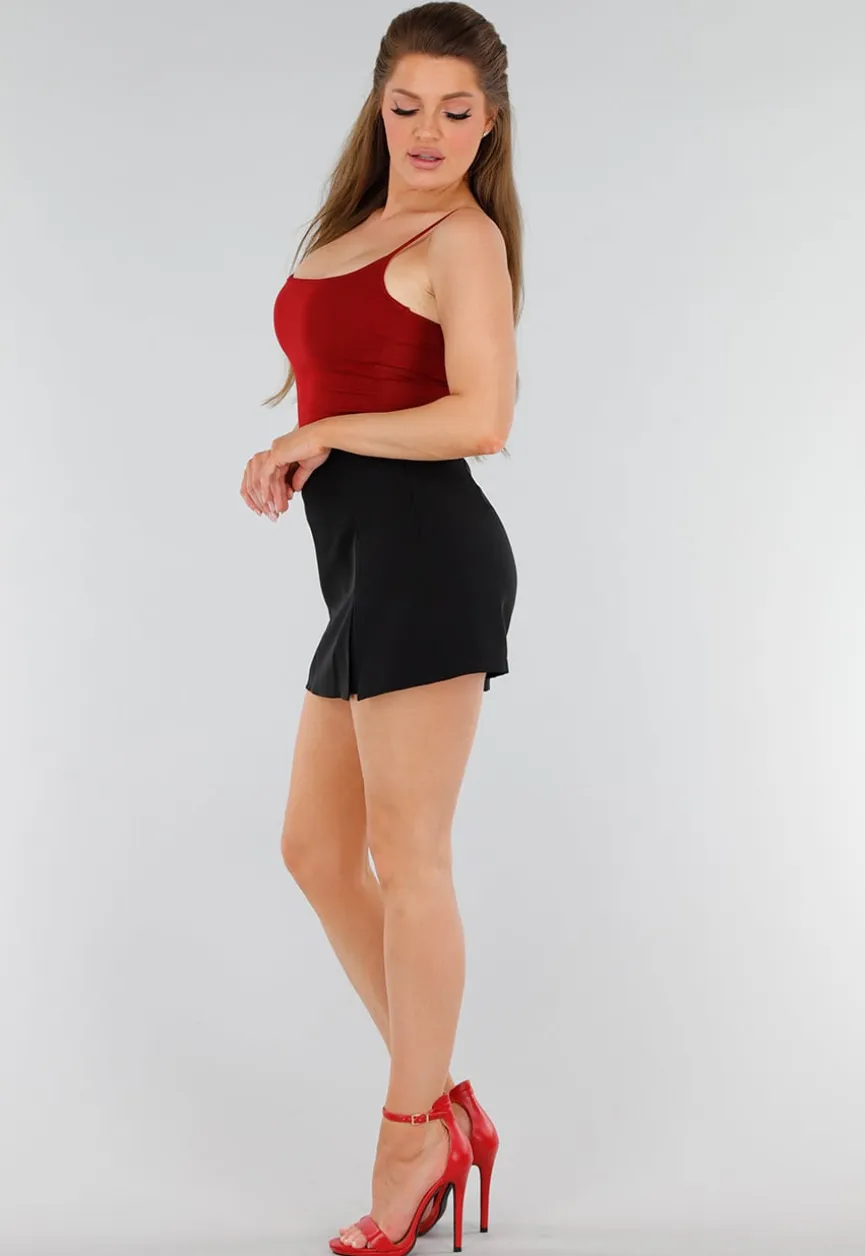 Rood Hemdtopje met Stretch, Cups en Vierkante Hals