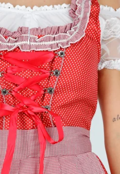 Rood Oktoberfest Dirndl Jurkje met Stippen