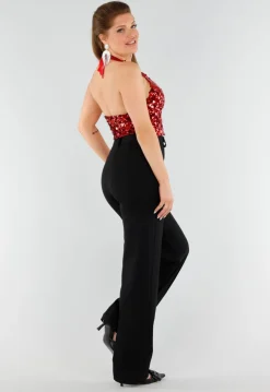 Rood Pailletten Halter Top met Open Rug