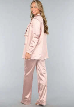 Rosé Blazer met Satin Look