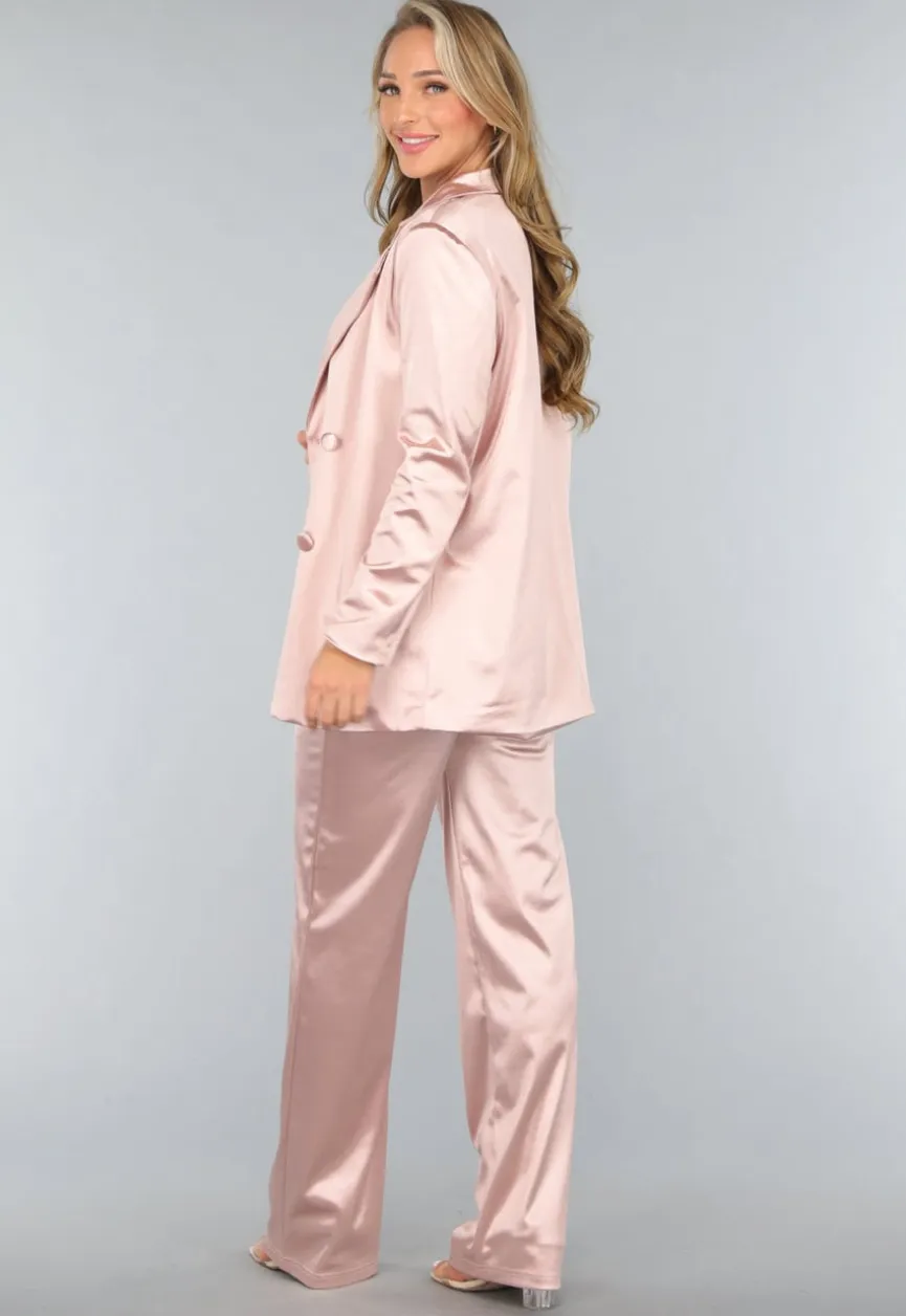 Rosé Blazer met Satin Look