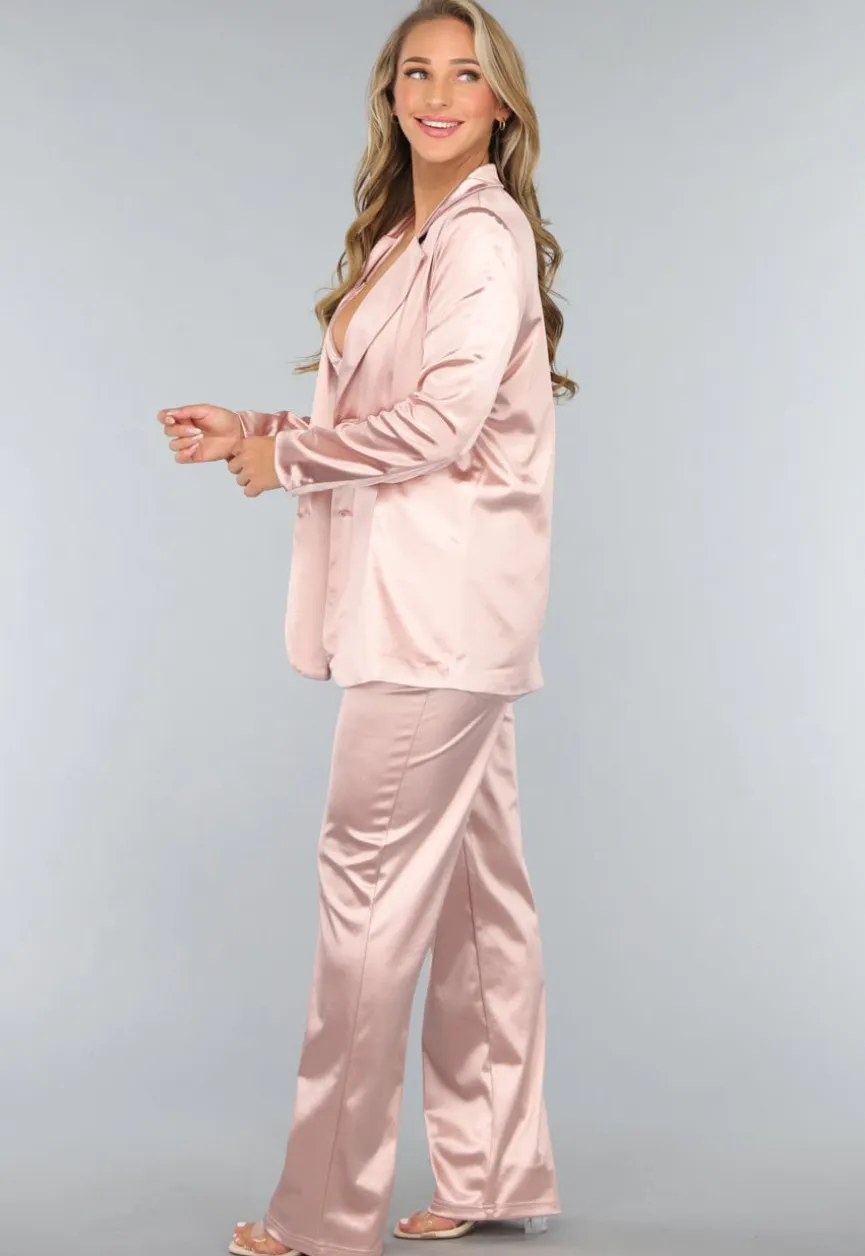 Rosé Blazer met Satin Look