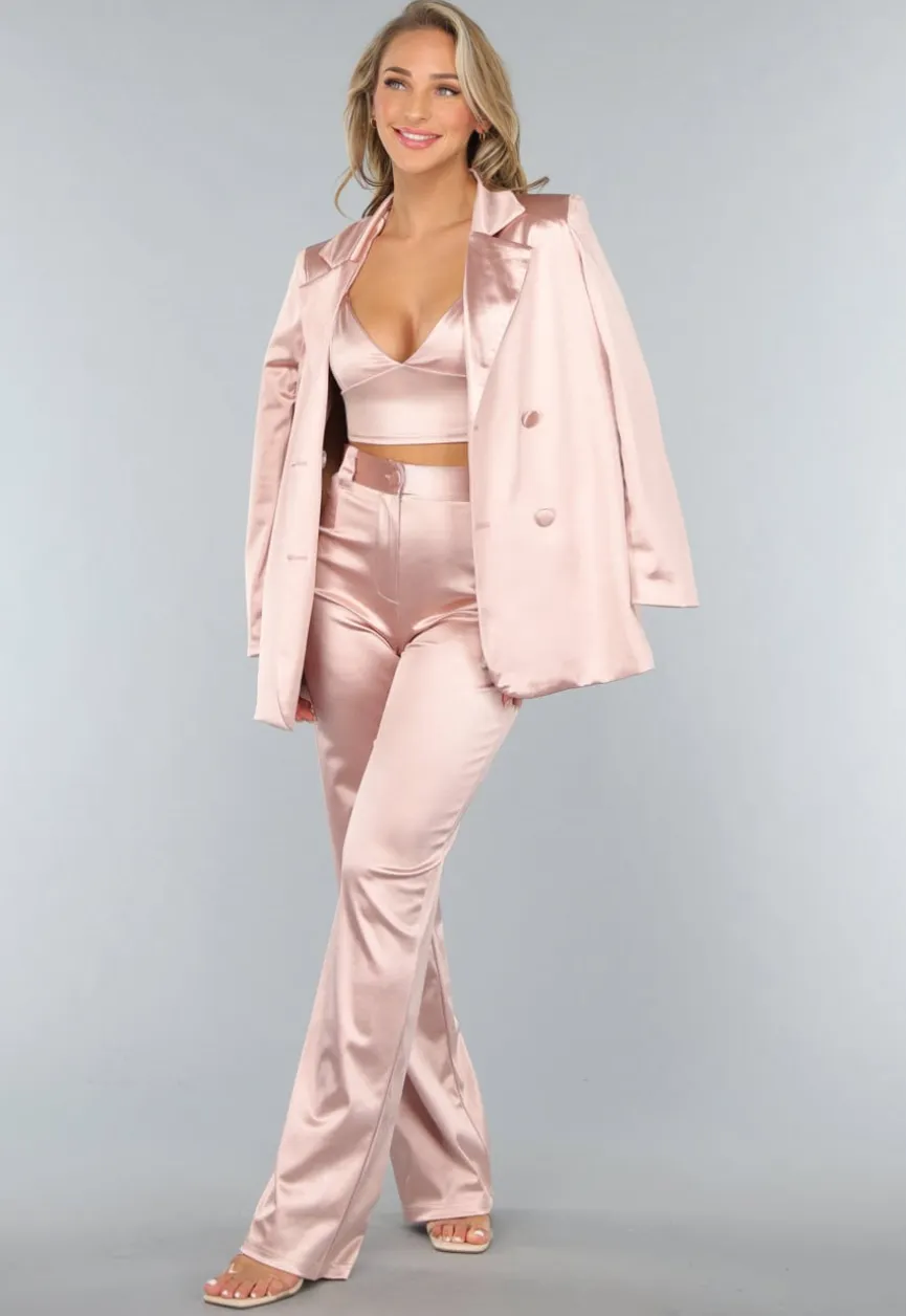 Rosé Blazer met Satin Look