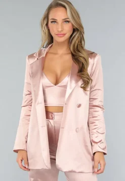 Rosé Blazer met Satin Look