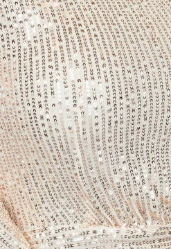 Rosé Gouden One Sleeve Jurk met Pailletten