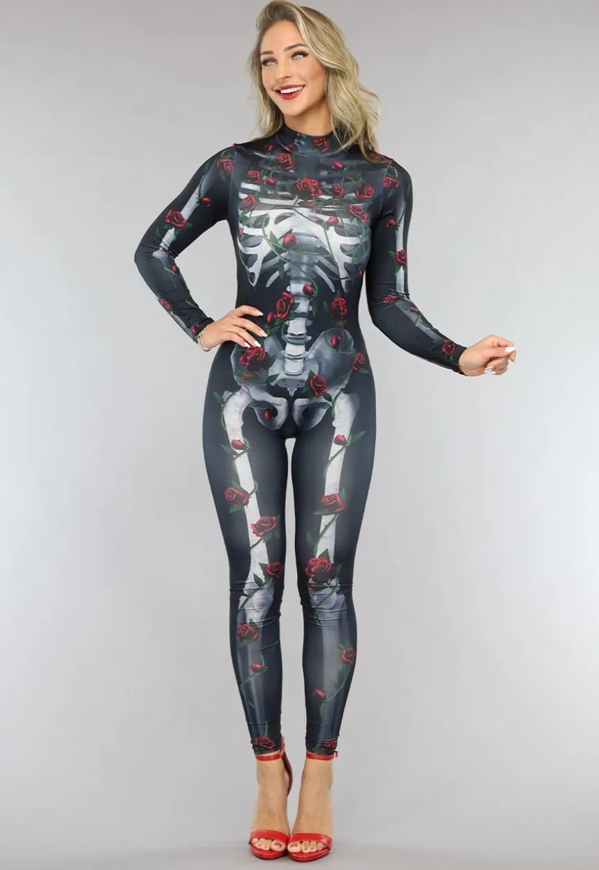 Roses Skelet Jumpsuit Kostuum