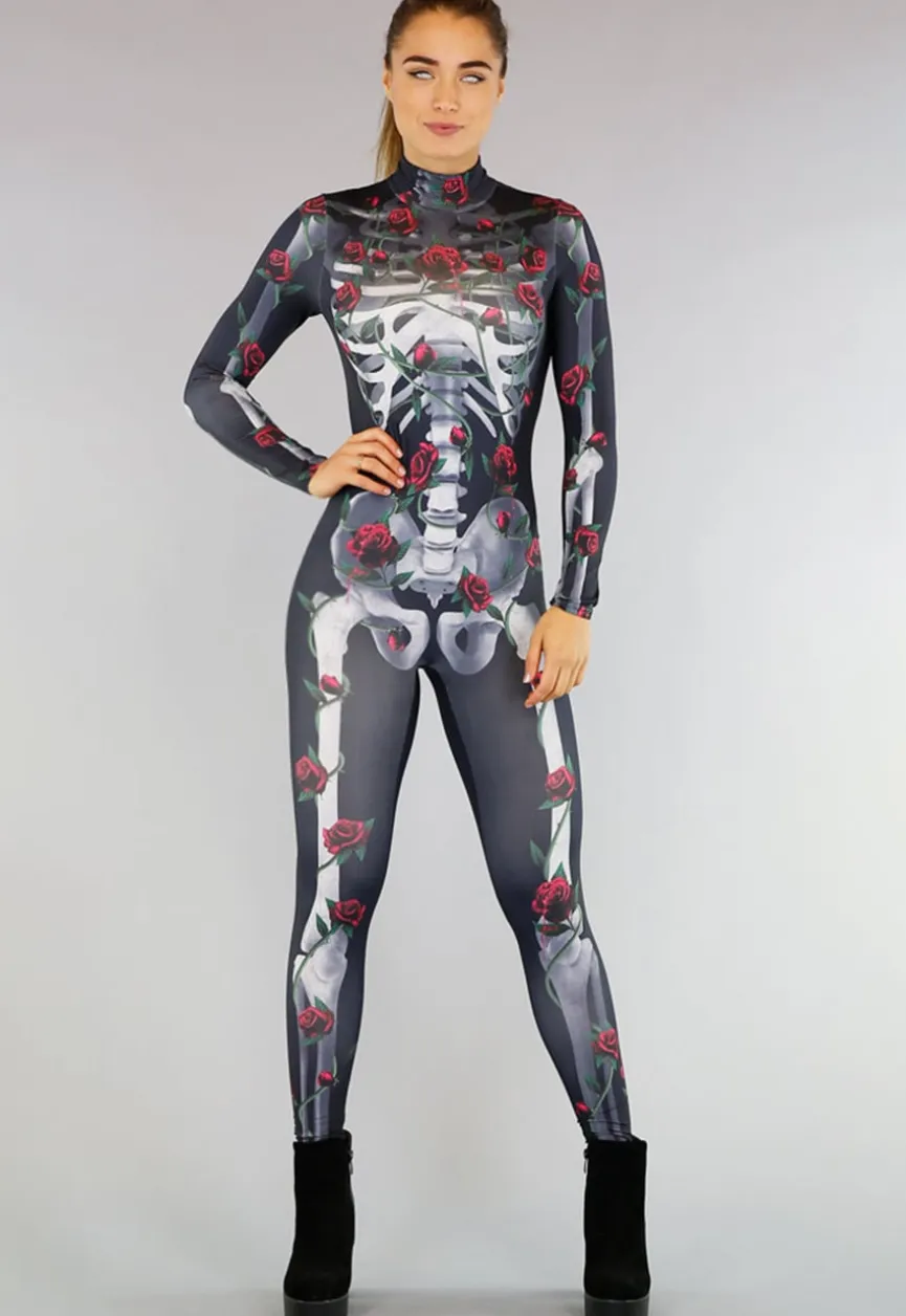 Roses Skelet Jumpsuit Kostuum