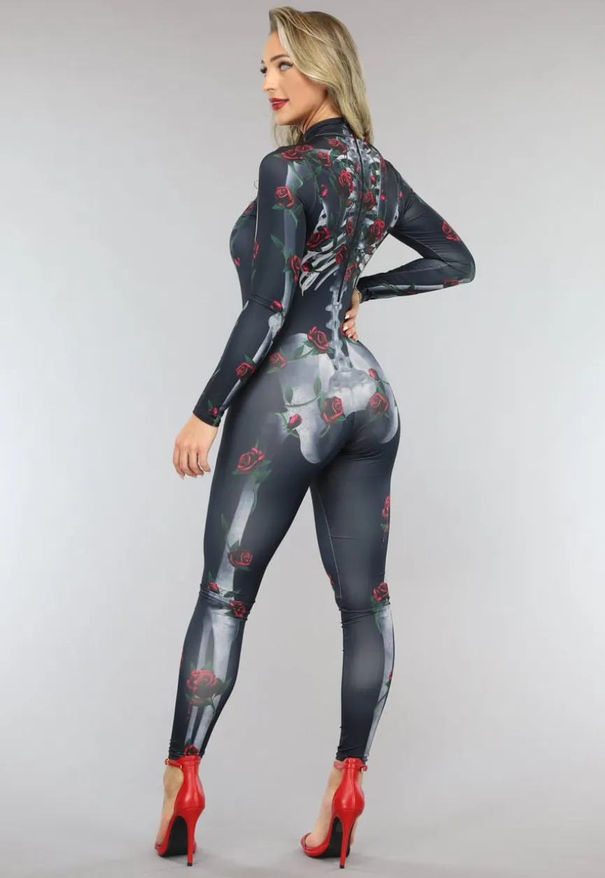 Roses Skelet Jumpsuit Kostuum