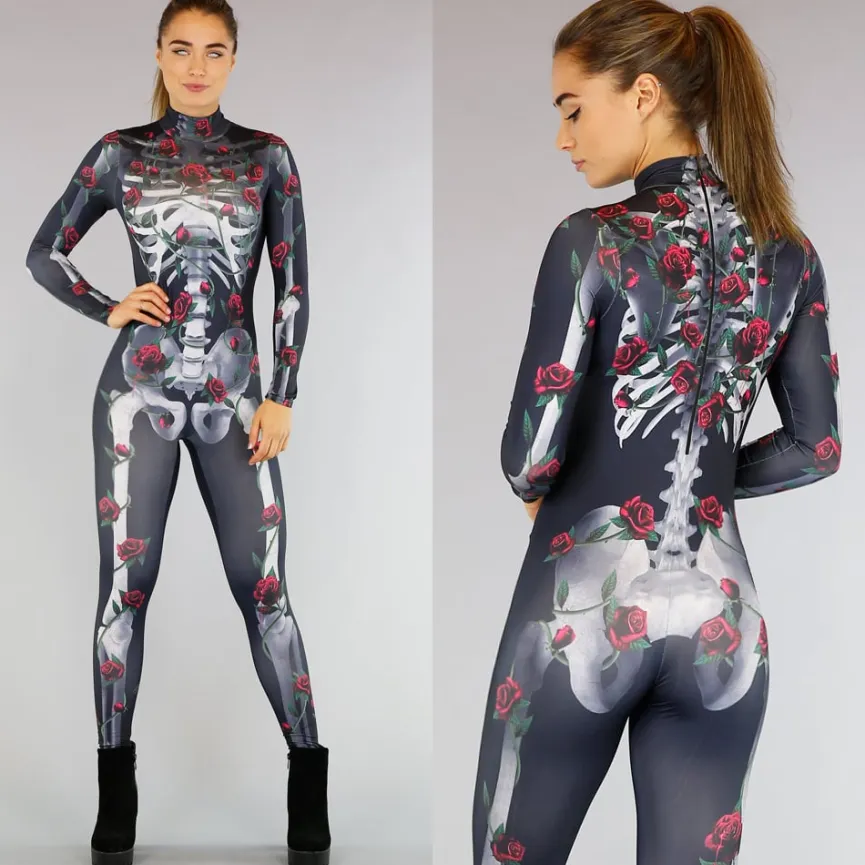 Roses Skelet Jumpsuit Kostuum