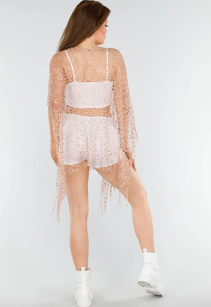 Rosé Gouden Fishnet Festival Cover-Up