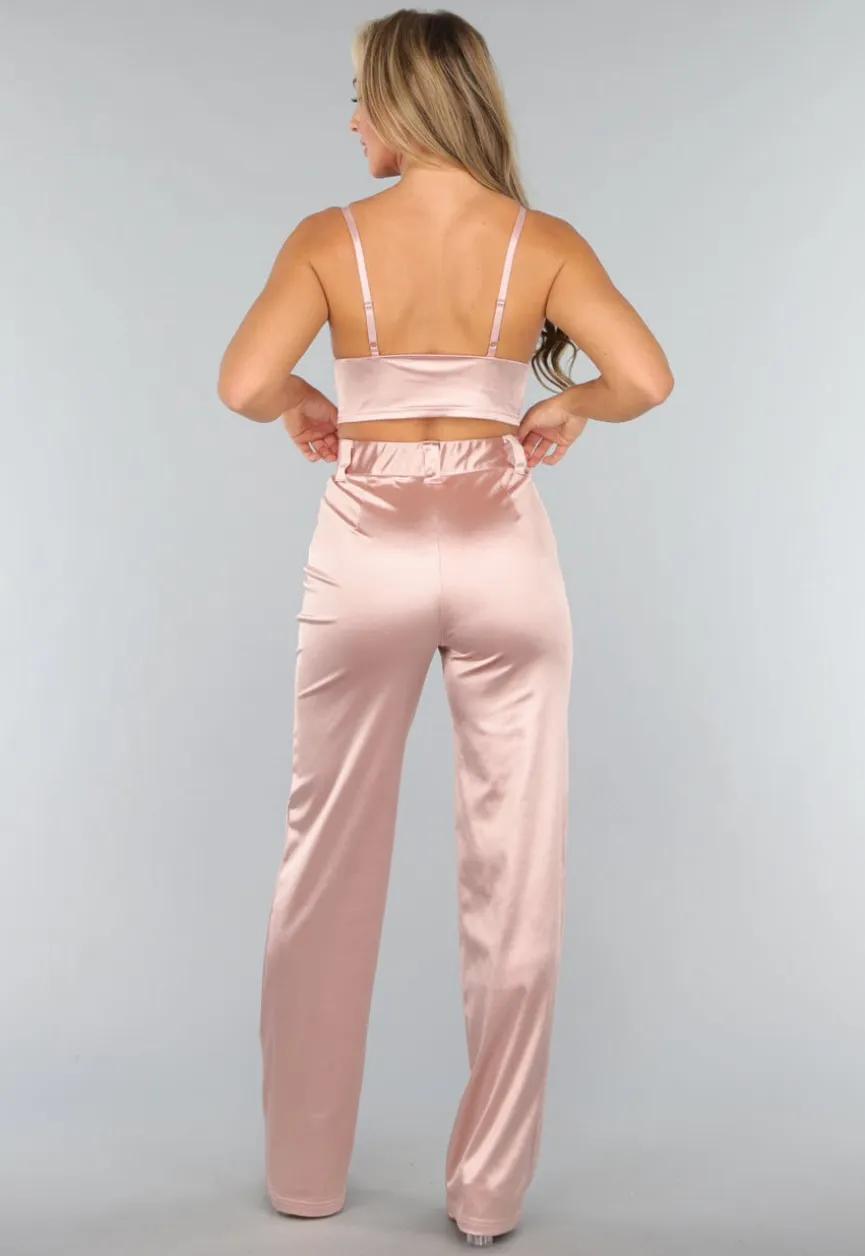 Rosé Satin Crop Top