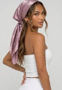 Roze Bandana met Jacquardprint en Glanzende Afwerking