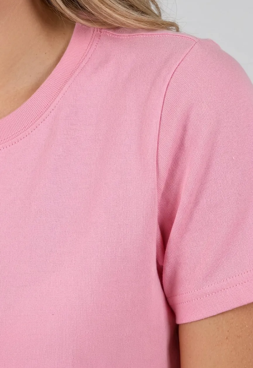Roze Basic T-Shirt met Lichte Stretch