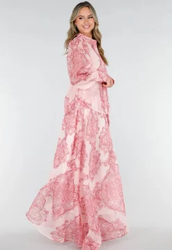 Roze Blouse met Paisley Print en Knopen