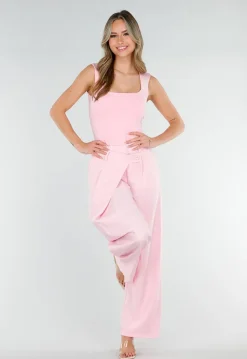 Roze Body met Vierkante Hals en Stretch