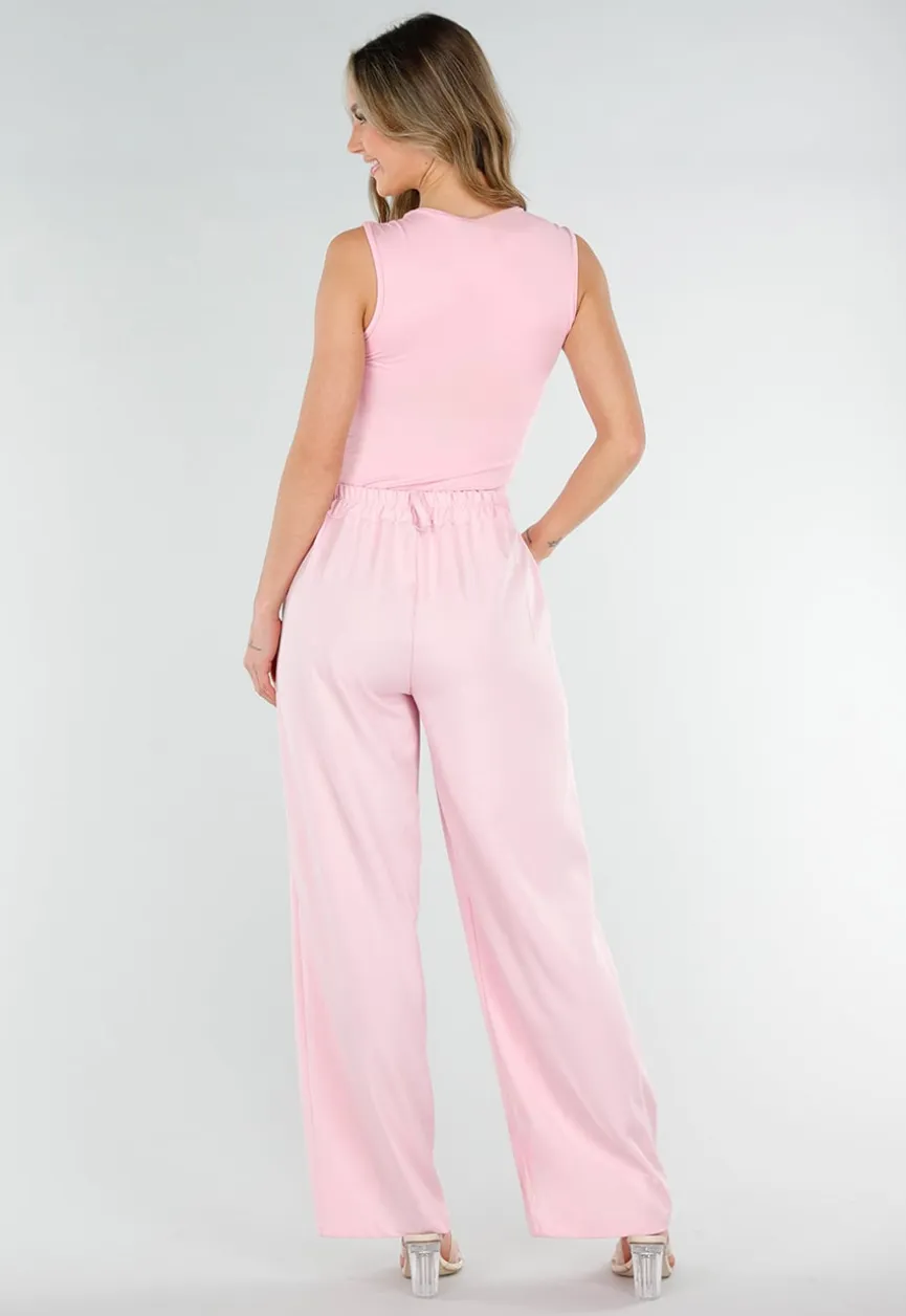 Roze Body met Vierkante Hals en Stretch